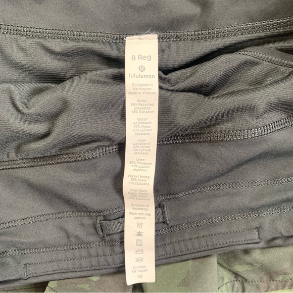 EUC LULULEMON SPEED UP SHORTS 2.5” CAMO GATOR GREEN/BLACK. Sz 8 - Picture 9 of 11